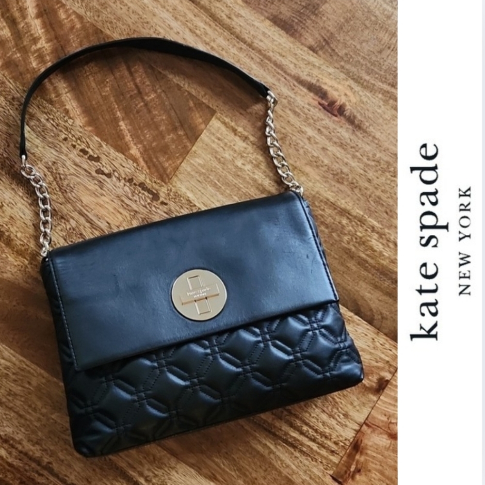 {Kate Spade} Astor Court Naomi Quilted Black Leather Shoulder Bag